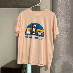 Vintage Style Cassette Tape Pink Jersey TShirt XL